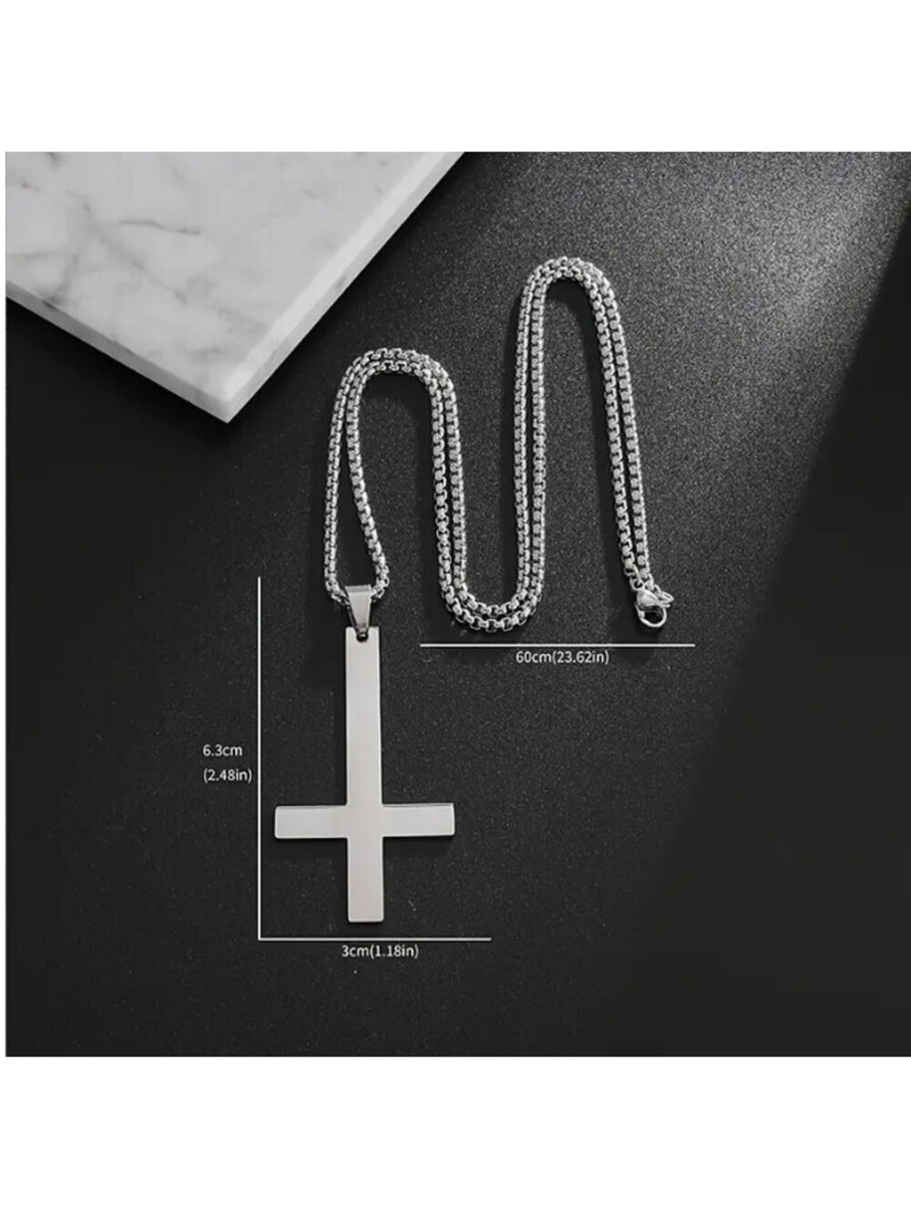 INVERTED CROSS PENDANT Necklace Stainless Steel 666, black metal, death metal